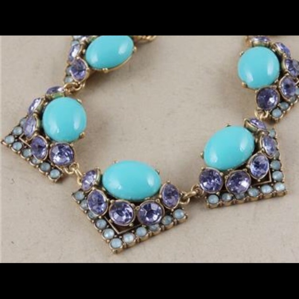 Stella & Dot | Art Deco Style Blue & Green Crystal Adorned Statement Nec… - Picture 7 of 13